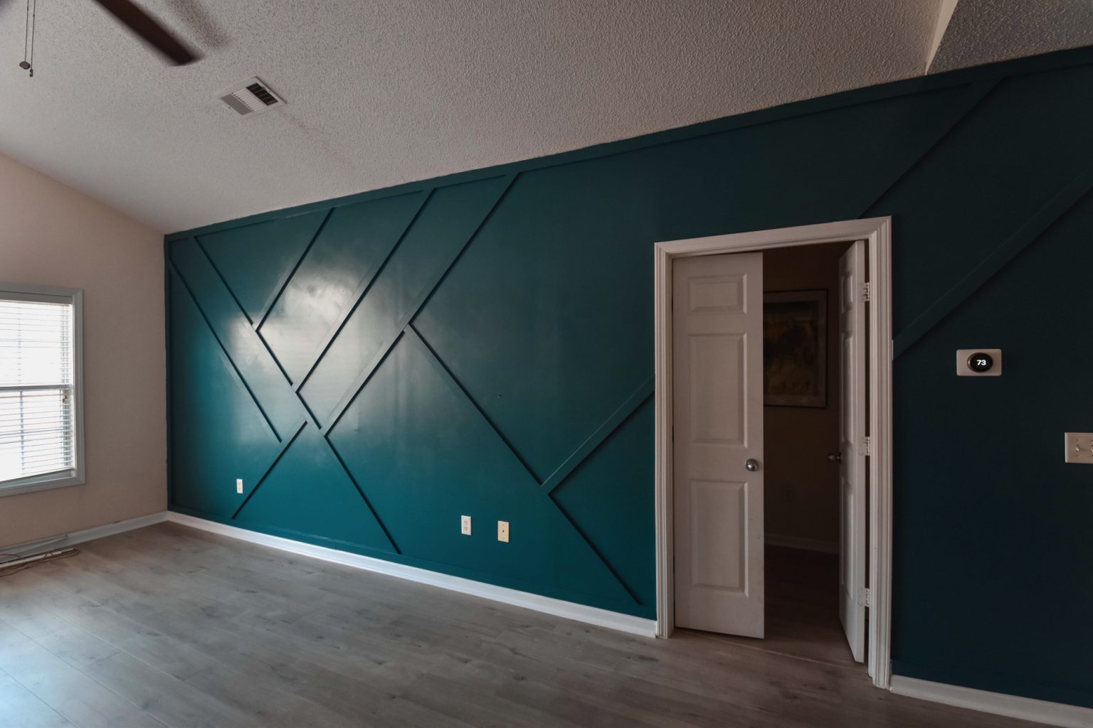 DIY Accent Wall Functional Geometric Woodgrain