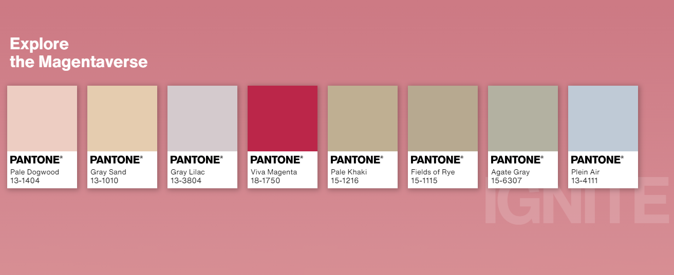 Design with the Pantone Color of the Year with 6 Viva Magenta color palettes