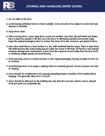 Storing and Handling Entry Doors